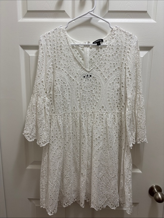 Express Dresses & Skirts - 💐 Express White Eyelet Lace Babydoll Dress
